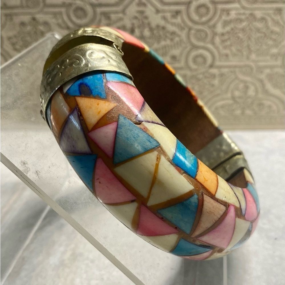 Vintage mosaic bangle bracelet - Picture 4 of 4